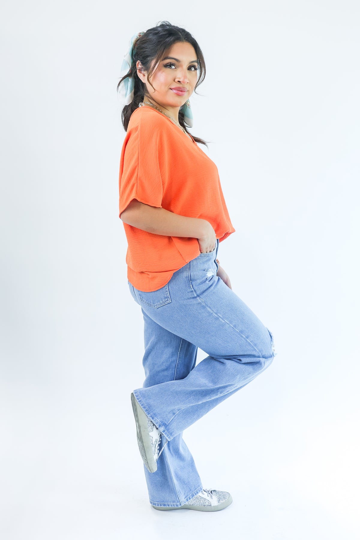 Living With Style Shift Top In Orange-shirts/tops-Entro-Southern House