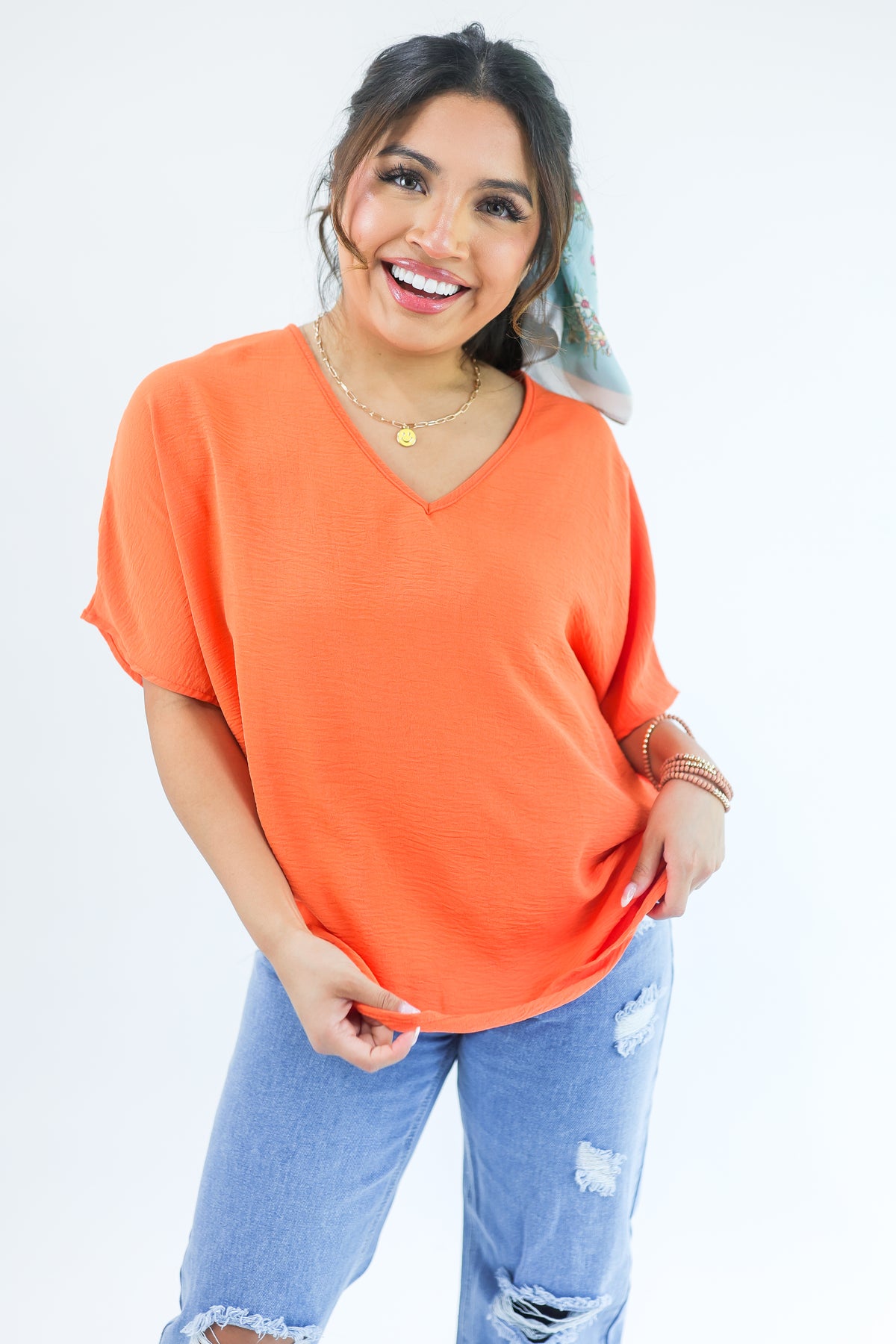 Living With Style Shift Top In Orange-shirts/tops-Entro-Southern House