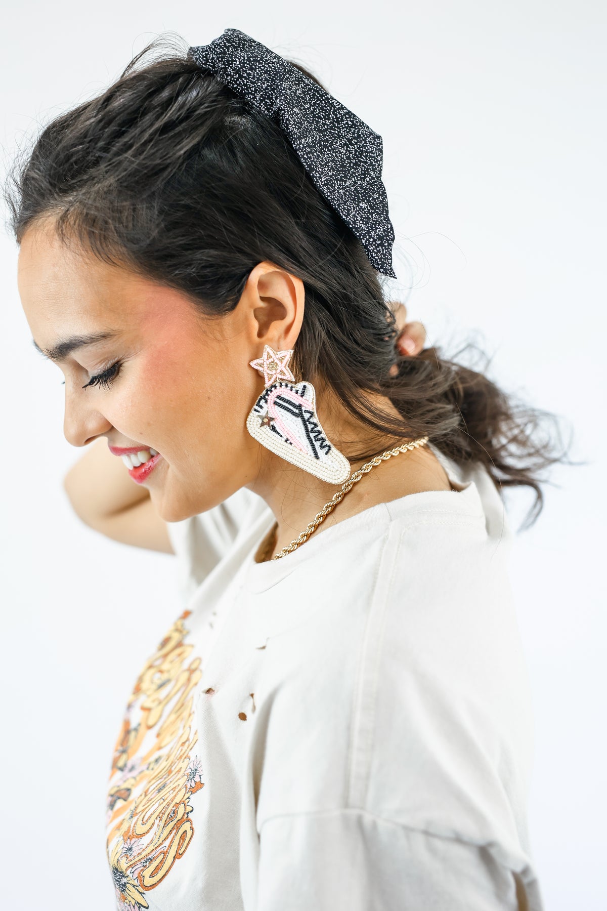 Sporty Spice Star Sneaker Earrings In Pink-Earrings-Merveille-Southern House