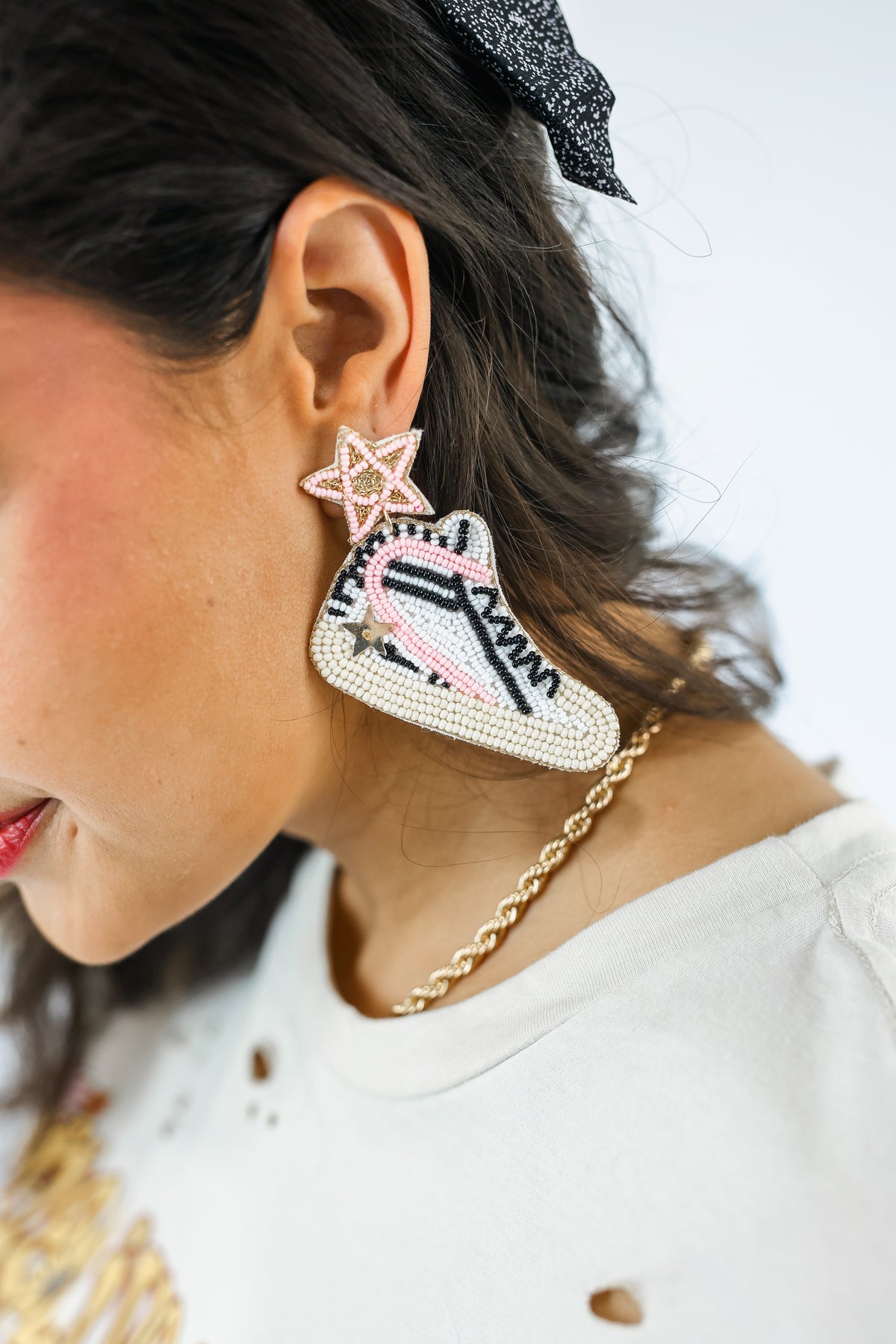 Sporty Spice Star Sneaker Earrings In Pink-Earrings-Merveille-Southern House