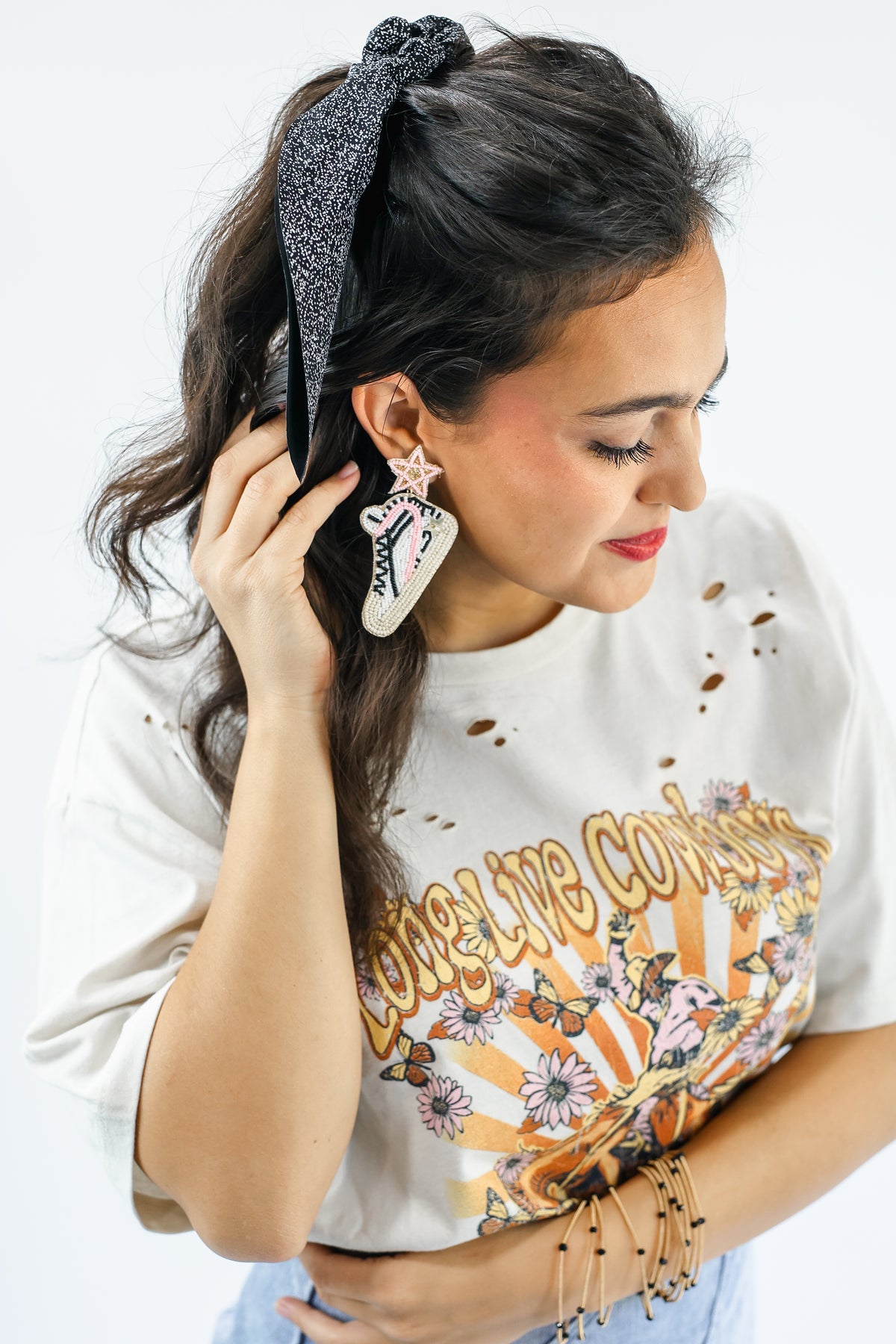 Sporty Spice Star Sneaker Earrings In Pink-Earrings-Merveille-Southern House