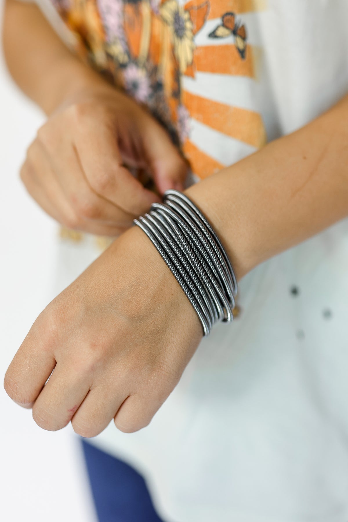 Heading To Memphis Wire Bracelet Stack In Chrome-Bracelet-Southern House-Southern House