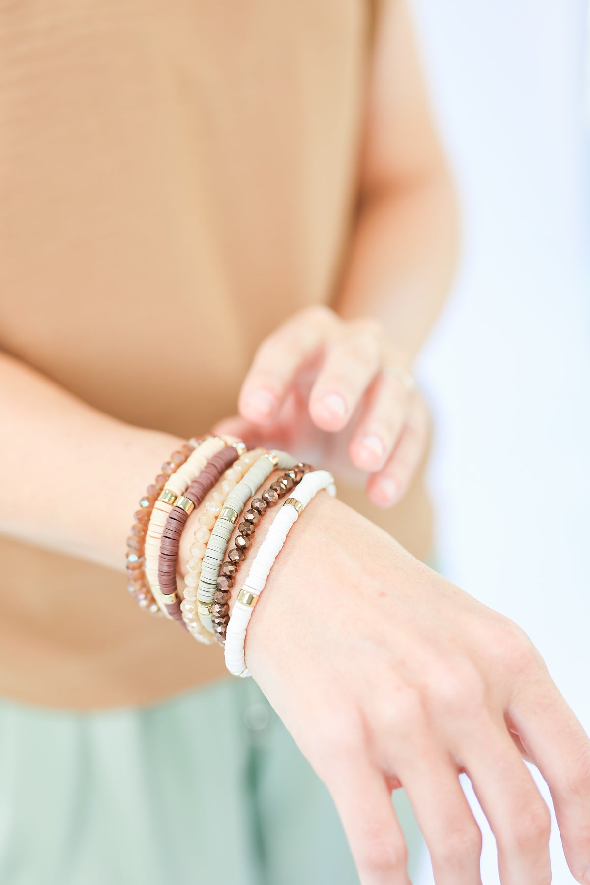 Beauty Babe Beaded Bracelet Stack In Neutral-Bracelet-Kenze Panne-Southern House