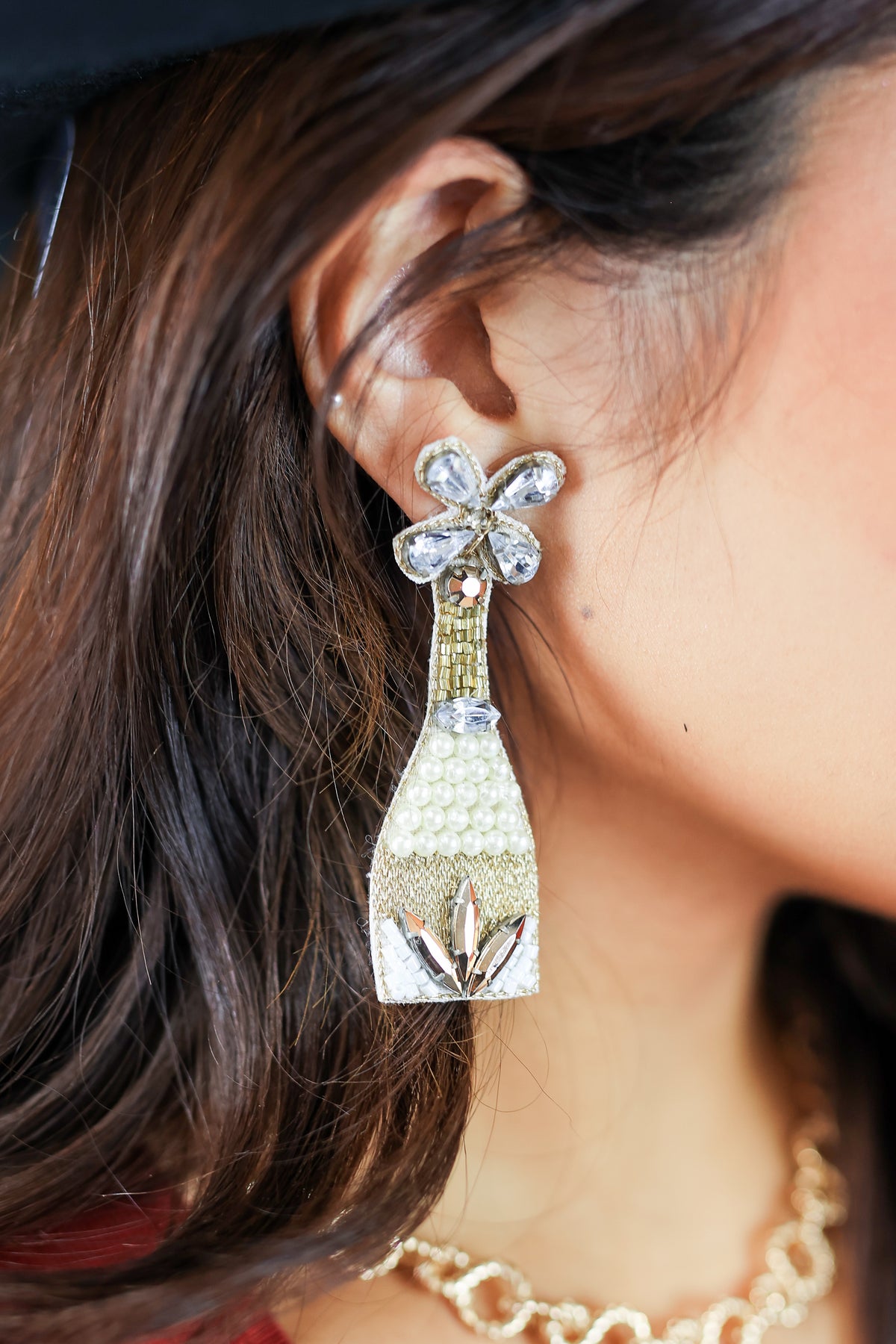 Celebratory Pearl Champagne Earrings-Earrings-Southern House-Southern House