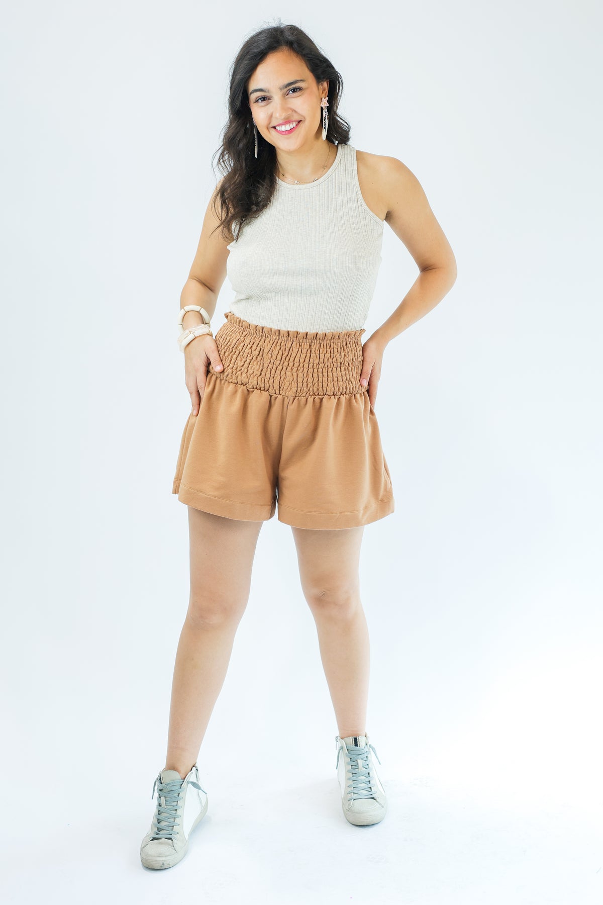 Relaxing Days Jersey Shorts In Camel-Shorts-TCEC-Southern House