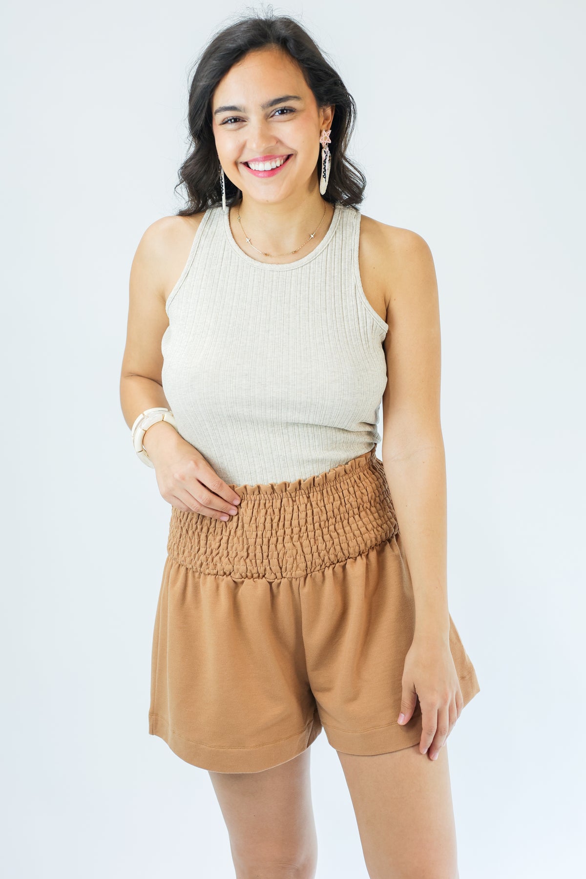 Relaxing Days Jersey Shorts In Camel-Shorts-TCEC-Southern House