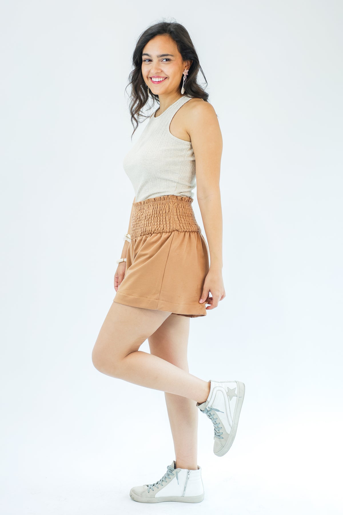 Relaxing Days Jersey Shorts In Camel-Shorts-TCEC-Southern House