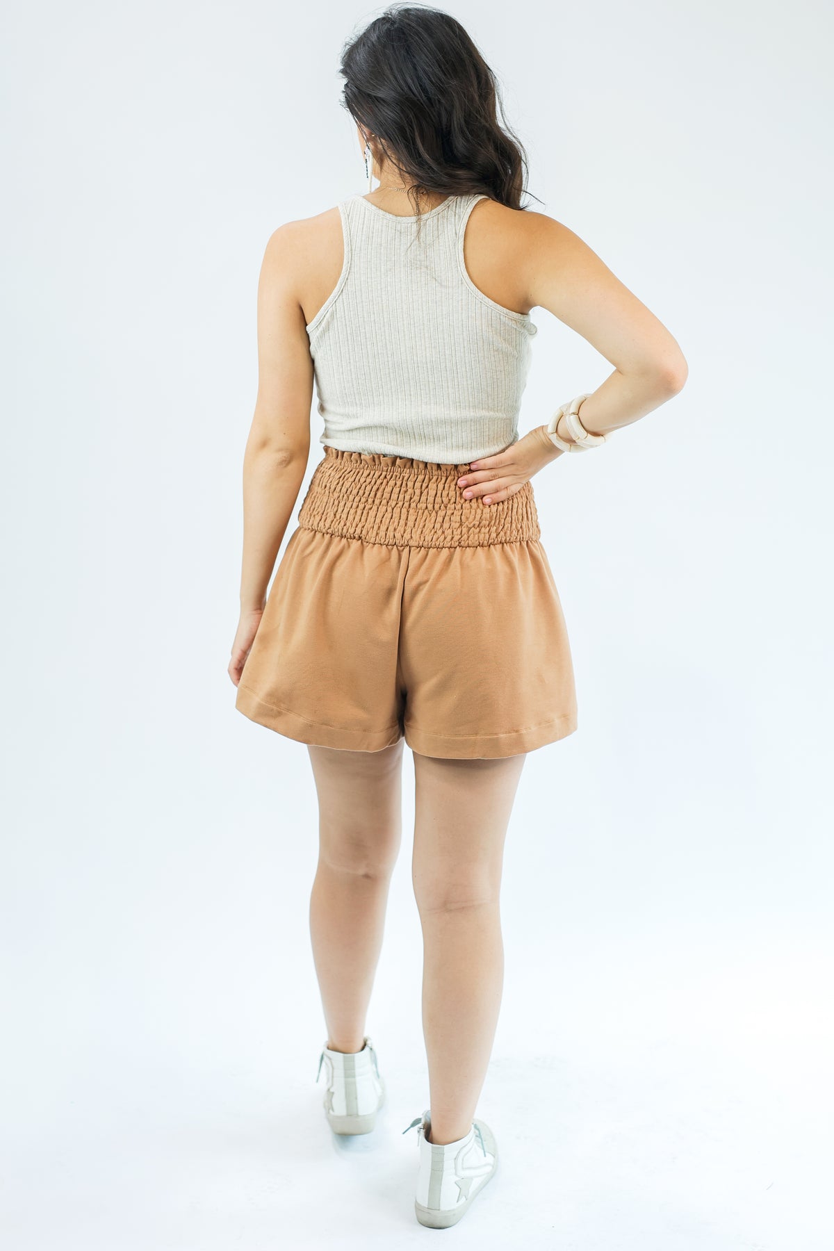 Relaxing Days Jersey Shorts In Camel-Shorts-TCEC-Southern House