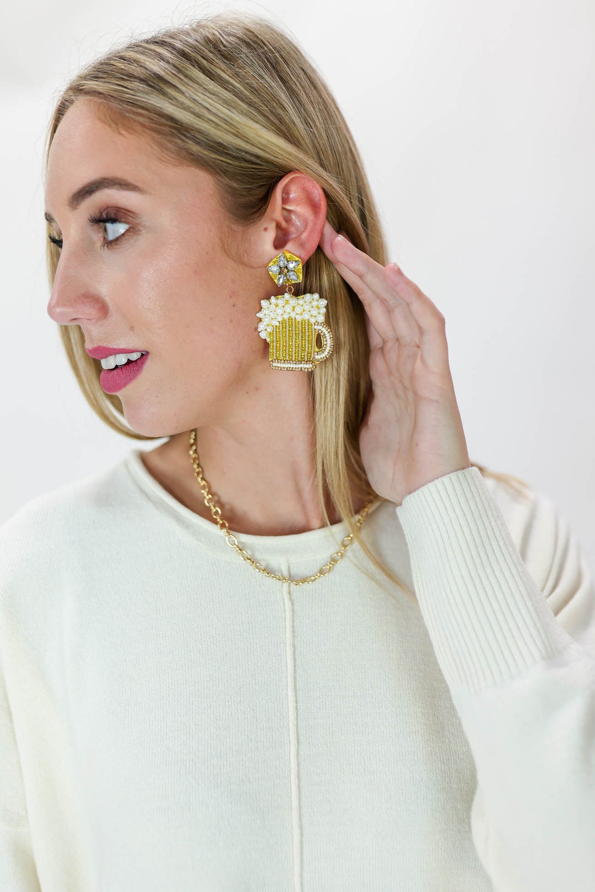 Cheers! Beaded Earrings In Gold-Earrings-Golden Stella-Southern House