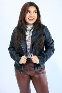 Fit For The Occasion Faux Leather Jacket In Black