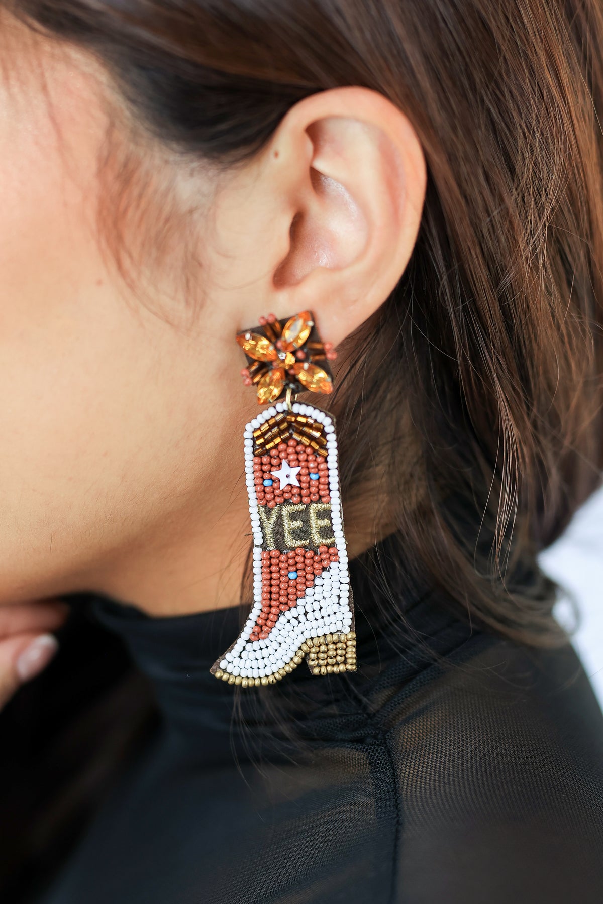 Yee Haw Boot Earrings In Brown-Earrings-Sam Mi Jewelry-Southern House
