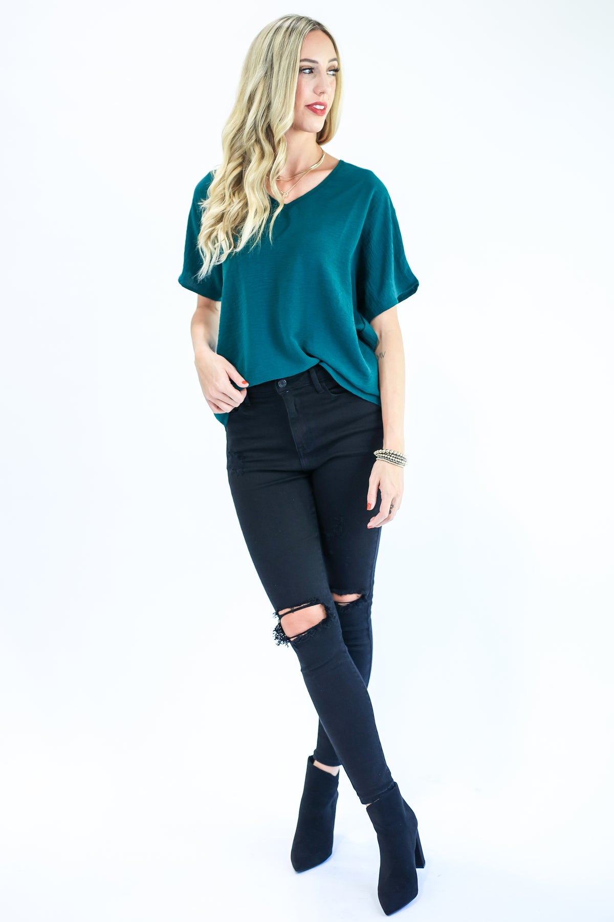 Living With Style Shift Top In Hunter-Shirt/Tops-Entro-Southern House