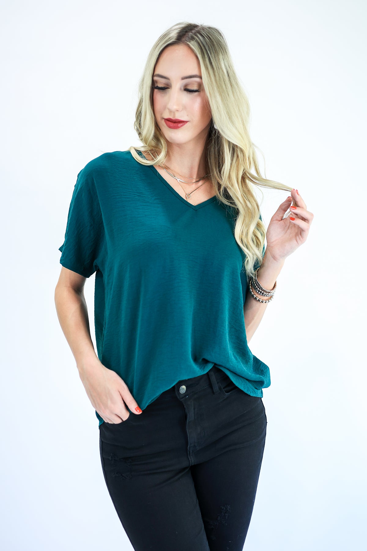 Living With Style Shift Top In Hunter-Shirt/Tops-Entro-Southern House