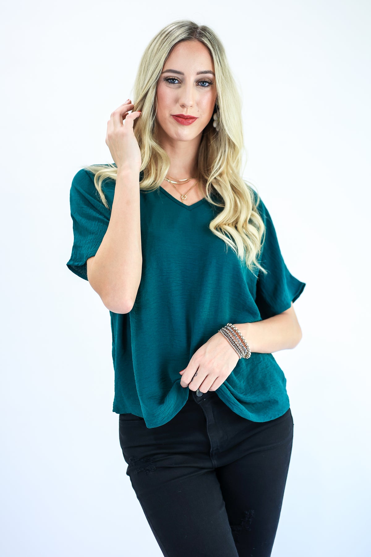 Living With Style Shift Top In Hunter-Shirt/Tops-Entro-Southern House