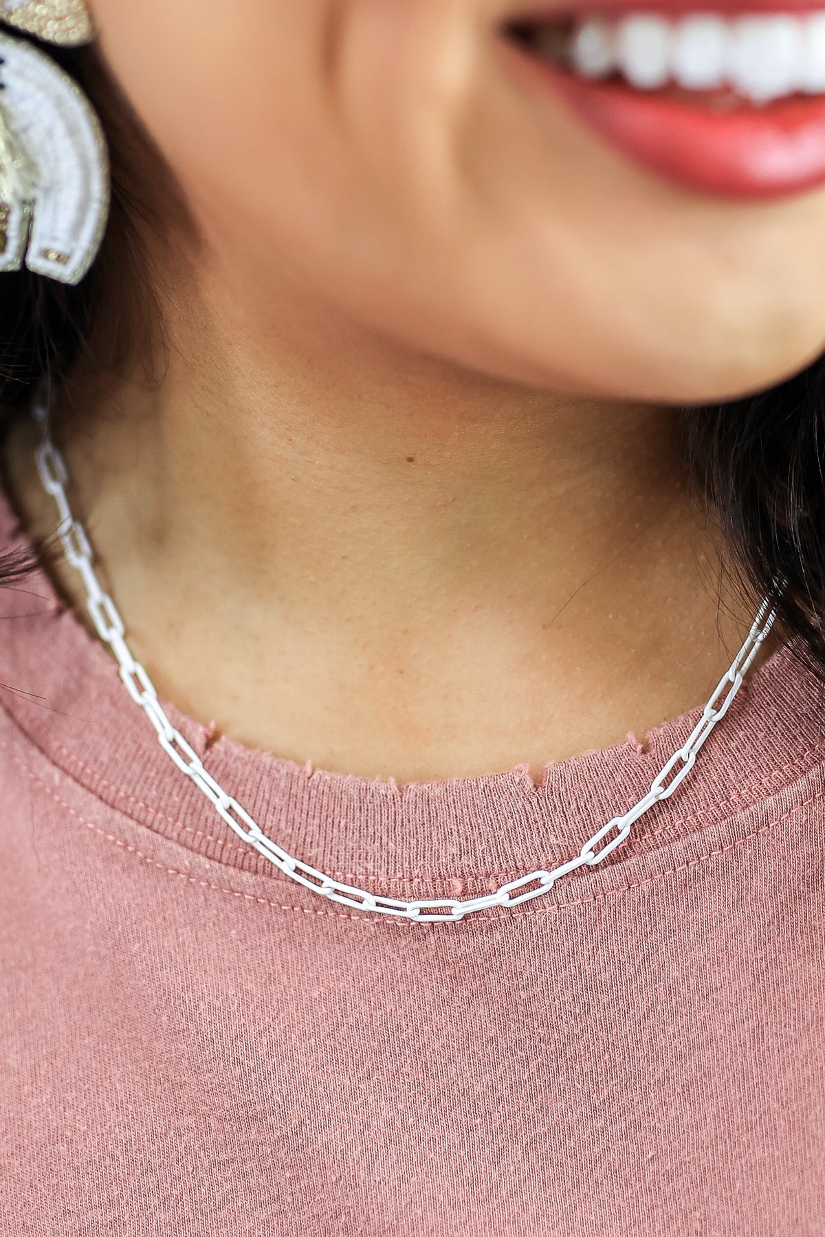 Energy Matched Chain Necklace In White-Necklace-Joia-Southern House