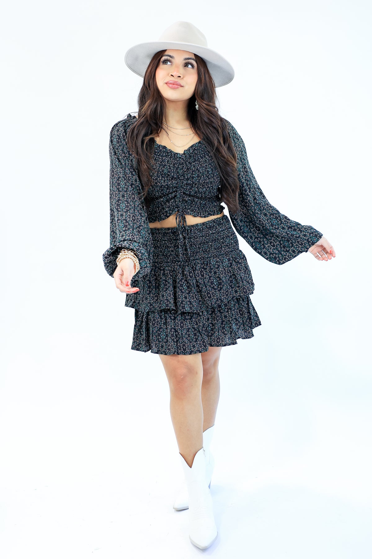 Journey Of Love Floral Skirt In Black-Skirt-She + Sky-Southern House