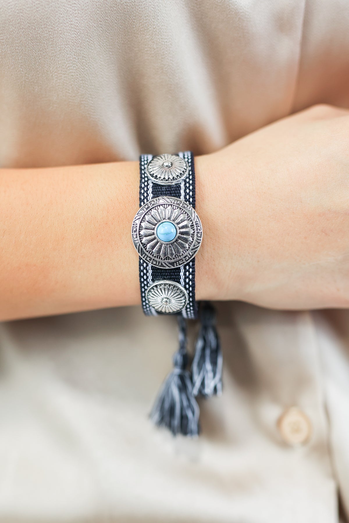 Texas Girl Embroidered Bracelet in Black-Bracelet-Suzie Q-Southern House