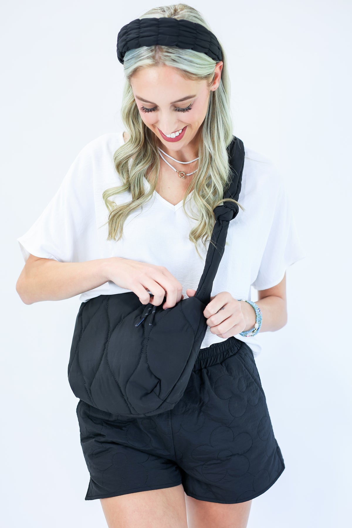 Magical Weekend Puffer Shorts In Black-Shorts-Entro-Southern House
