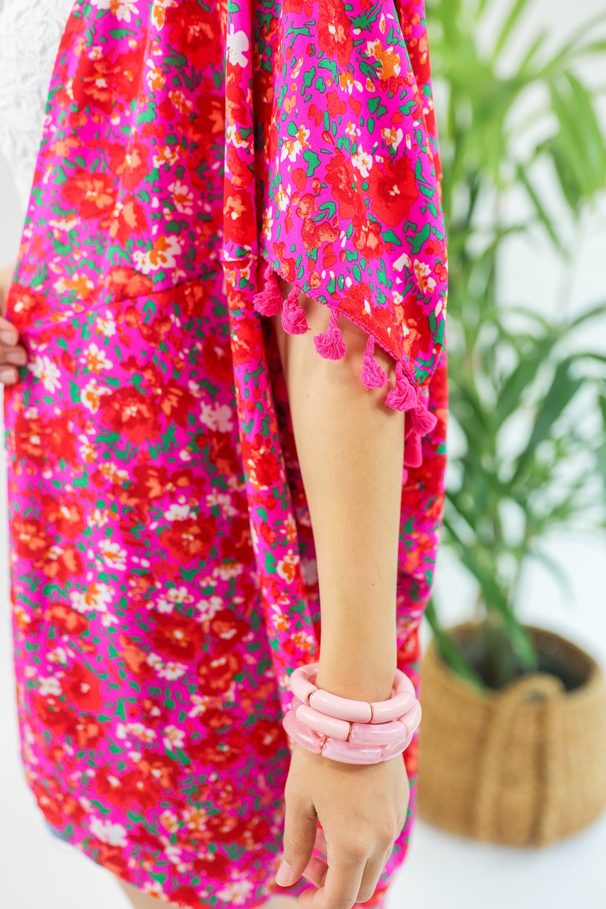 Summer Sway Floral Kimono In Magenta-Kimono/Cardigan/Jacket/Hoodie-Jodifl-Southern House