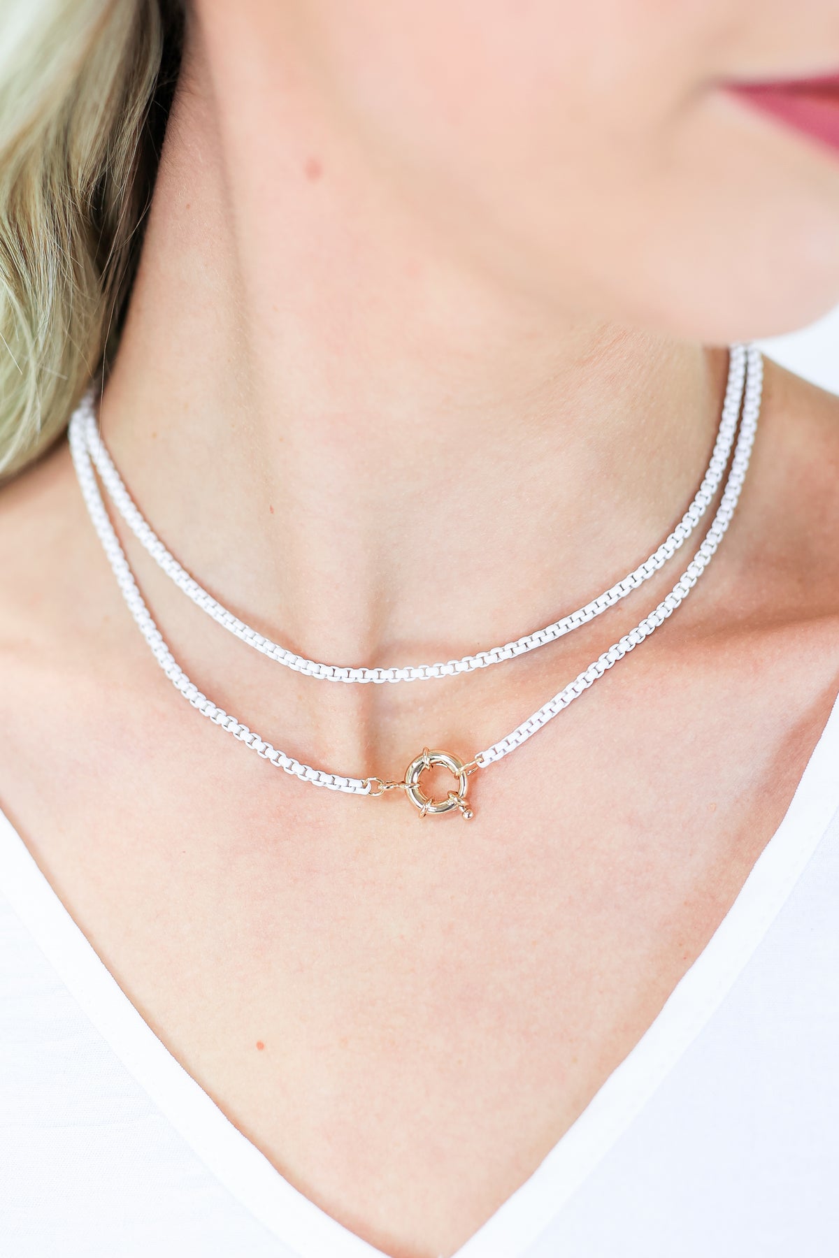 Fierce Move Link Necklace In White-Necklace-Southern House-Southern House