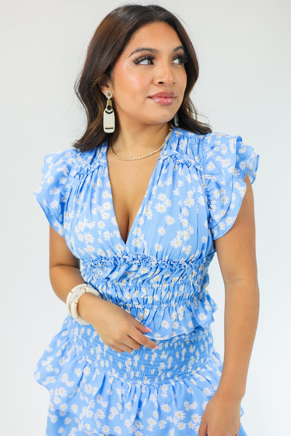 Start The Party Daisy Top In Blue-Shirt/Tops-Entro-Southern House