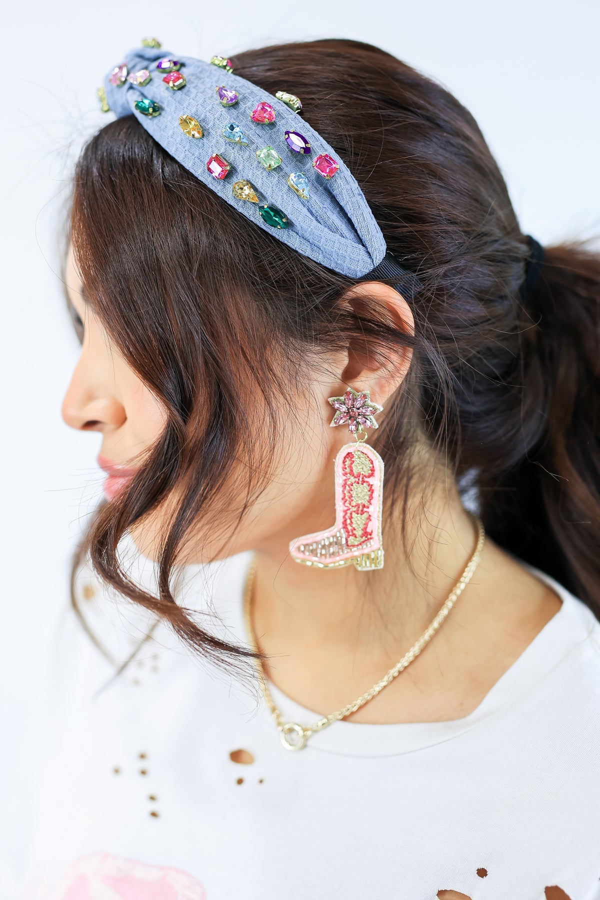 Dancing Heart Boot Earrings In Pink-Earrings-Golden Stella-Southern House