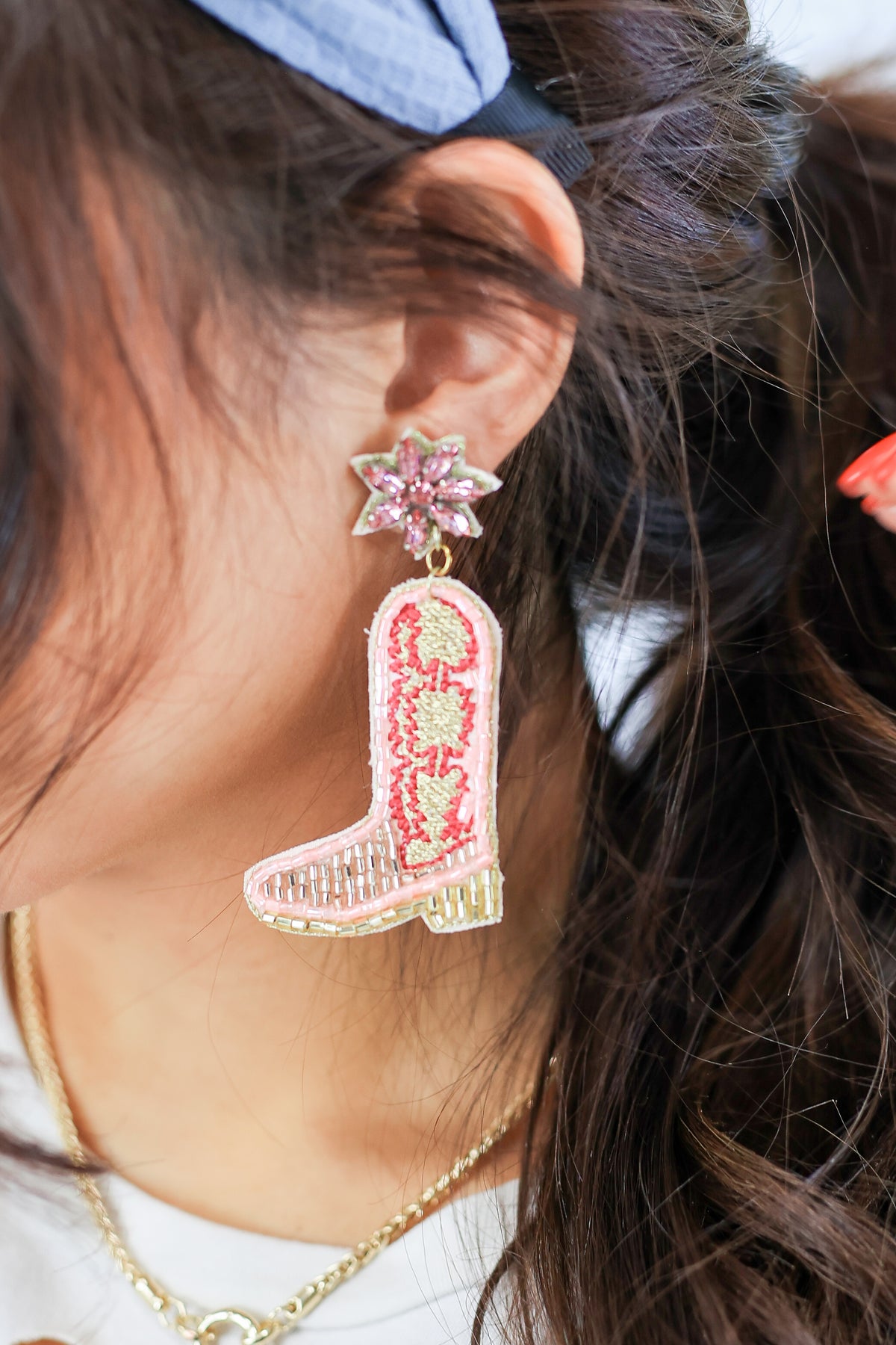 Dancing Heart Boot Earrings In Pink-Earrings-Golden Stella-Southern House