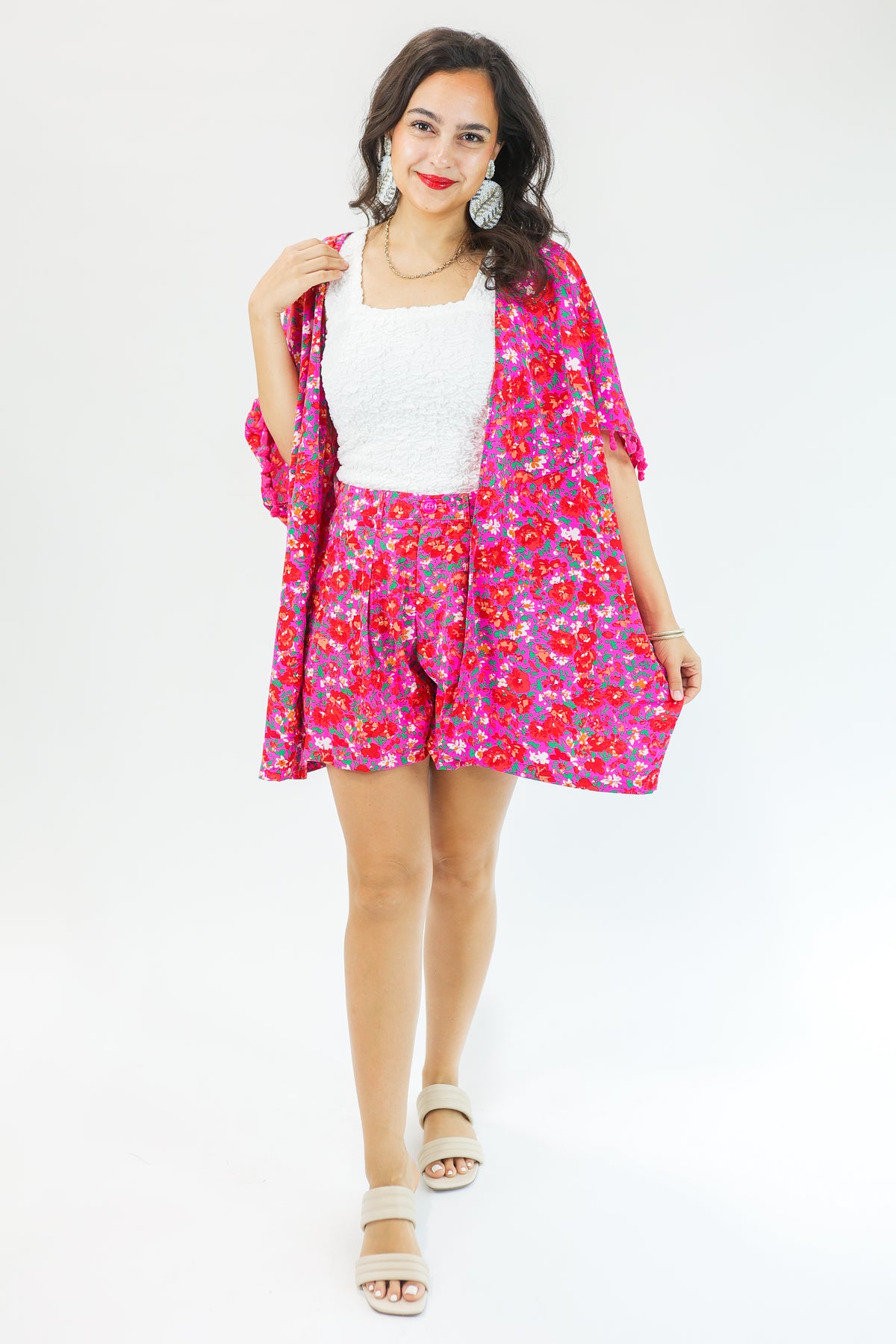 Summer Sway Floral Kimono In Magenta-Kimono/Cardigan/Jacket/Hoodie-Jodifl-Southern House