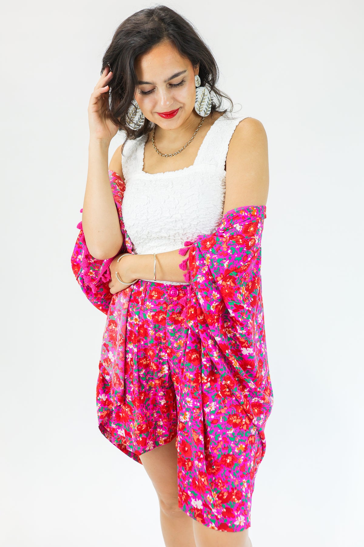 Summer Sway Floral Kimono In Magenta-Kimono/Cardigan/Jacket/Hoodie-Jodifl-Southern House