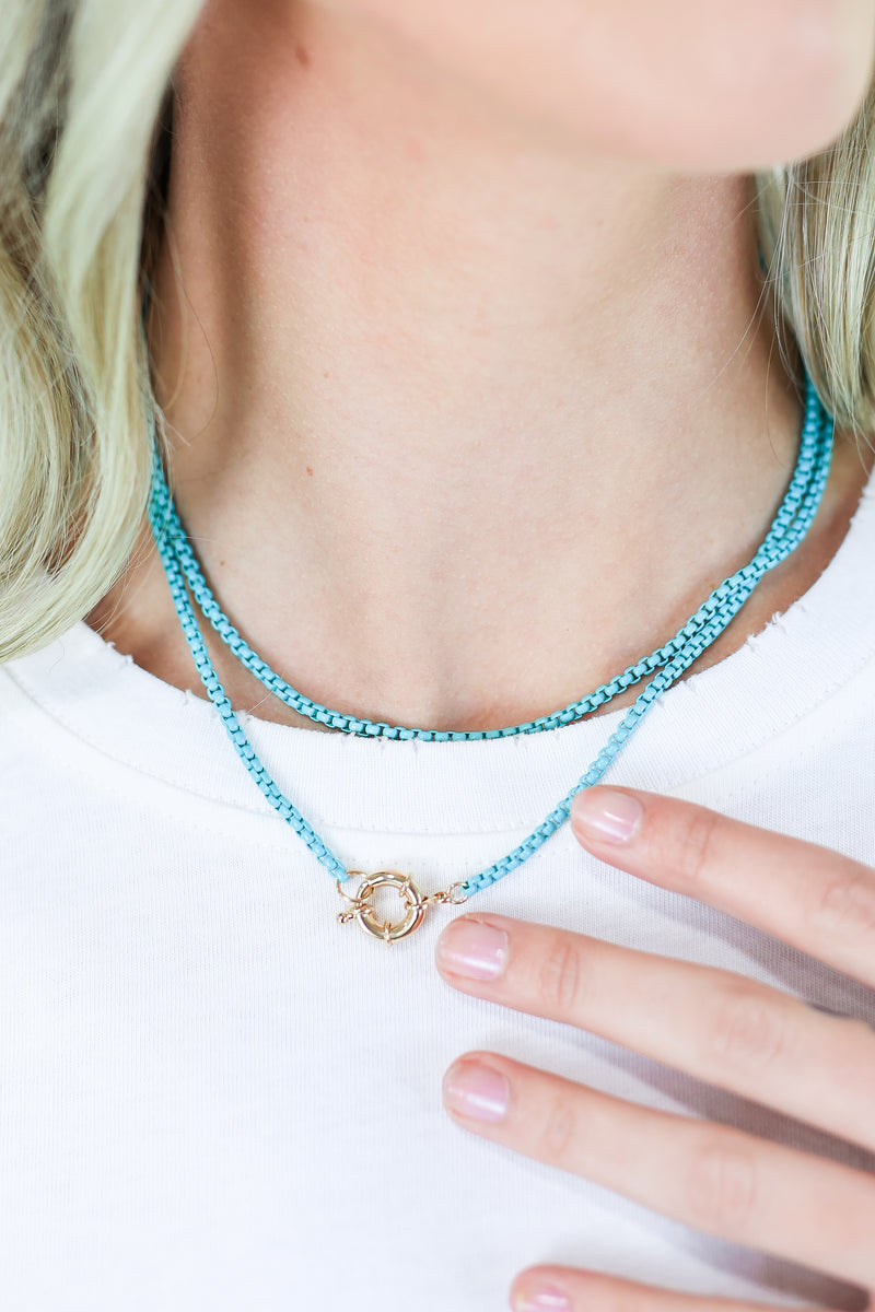 Fierce Move Link Necklace In Teal