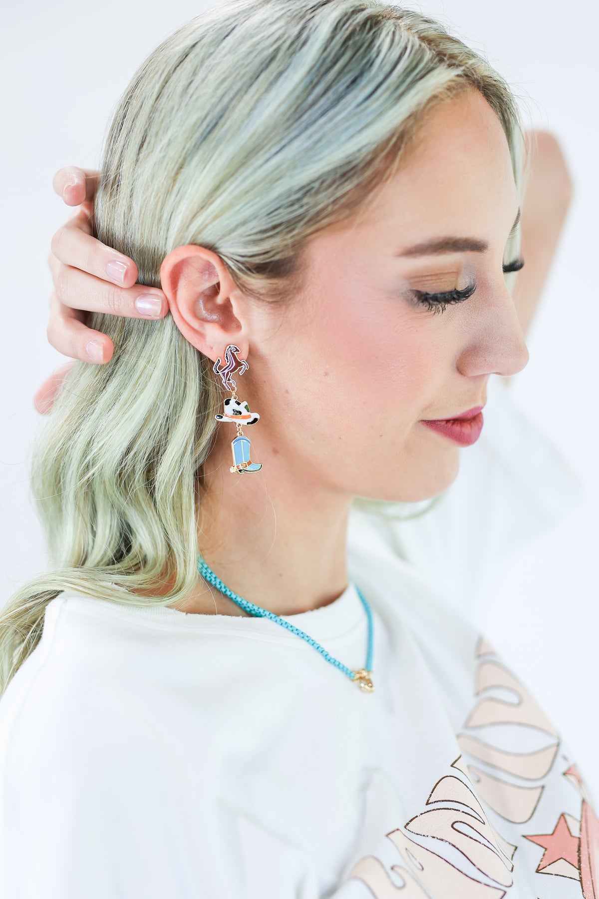 Save A Horse Earrings In Turquoise-Earrings-Southern House-Southern House
