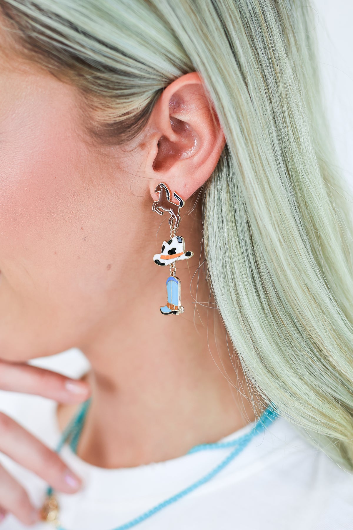 Save A Horse Earrings In Turquoise-Earrings-Southern House-Southern House