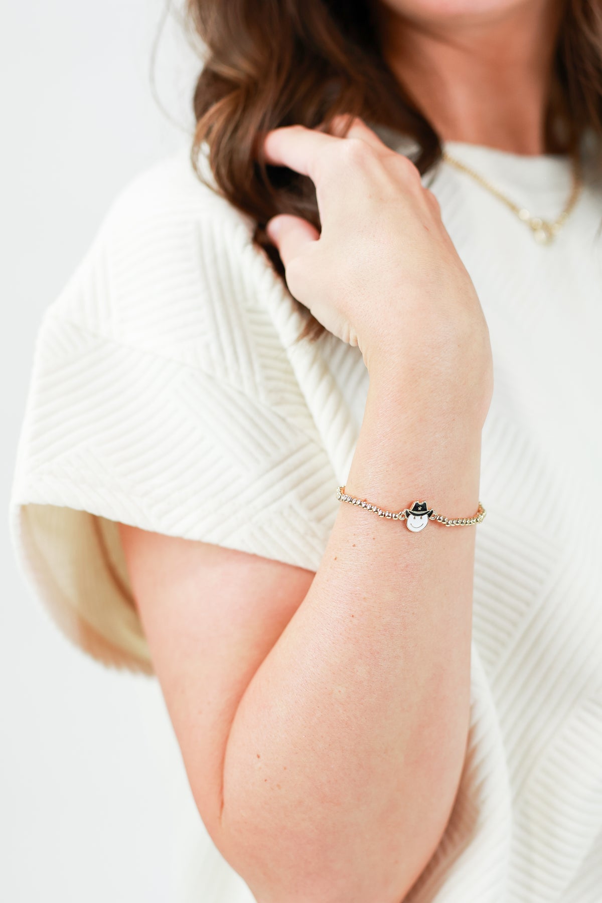 Cowboy Happy Charm Bracelet In Gold-Bracelet-Joia-Southern House