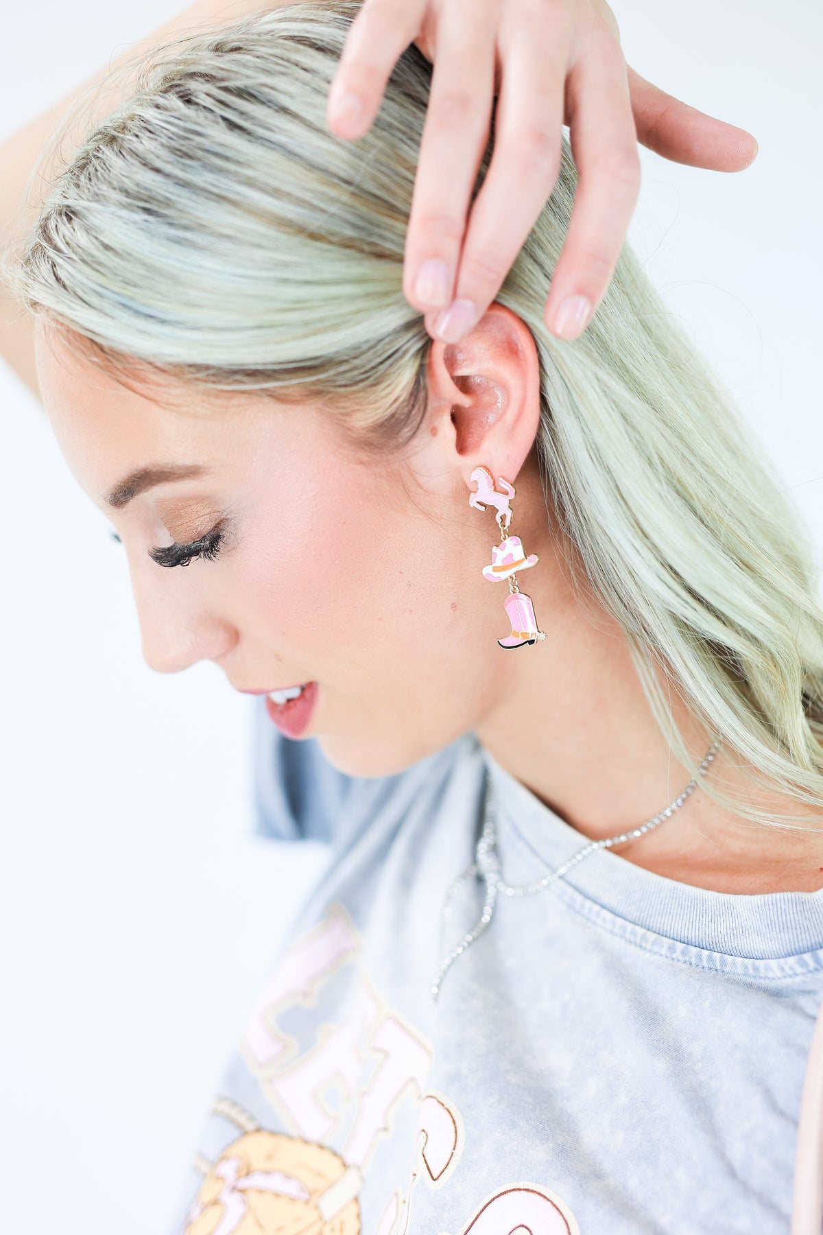 Save A Horse Earrings In Hot Pink-Earrings-Southern House-Southern House