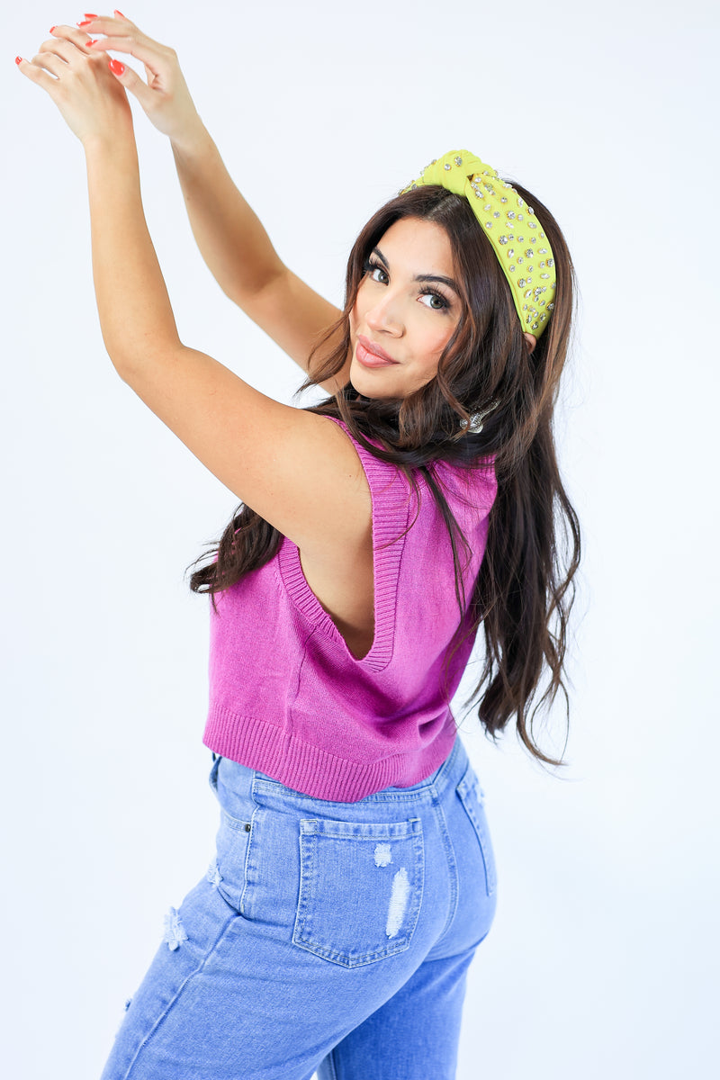 Happy Hour Ready Sweater Tank In Orchid