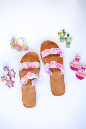 The Ashley Watercolor Sandals In Pink