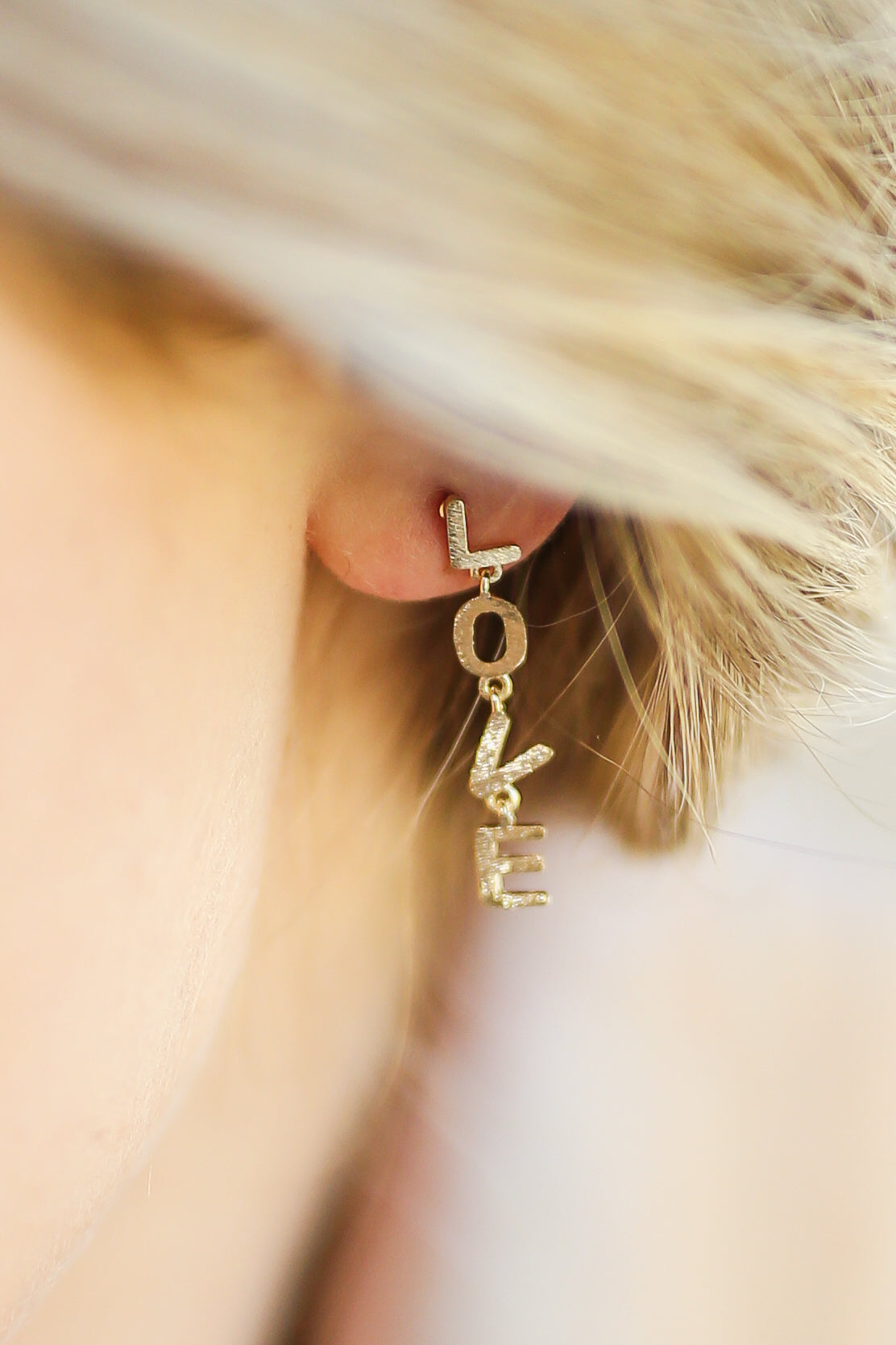 LOVE Dangle Earrings In Gold-Earrings-Urbanista-Southern House