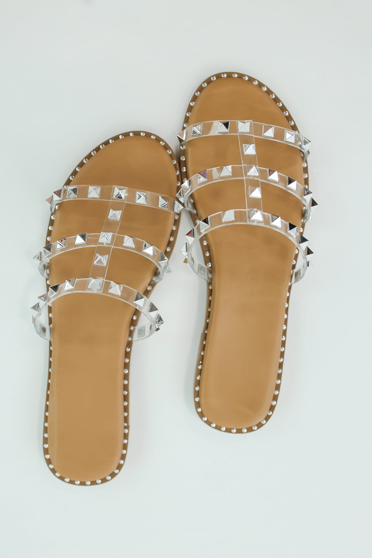 The Paige Studded Sandals In Clear-Shoes-Ccocci-Southern House