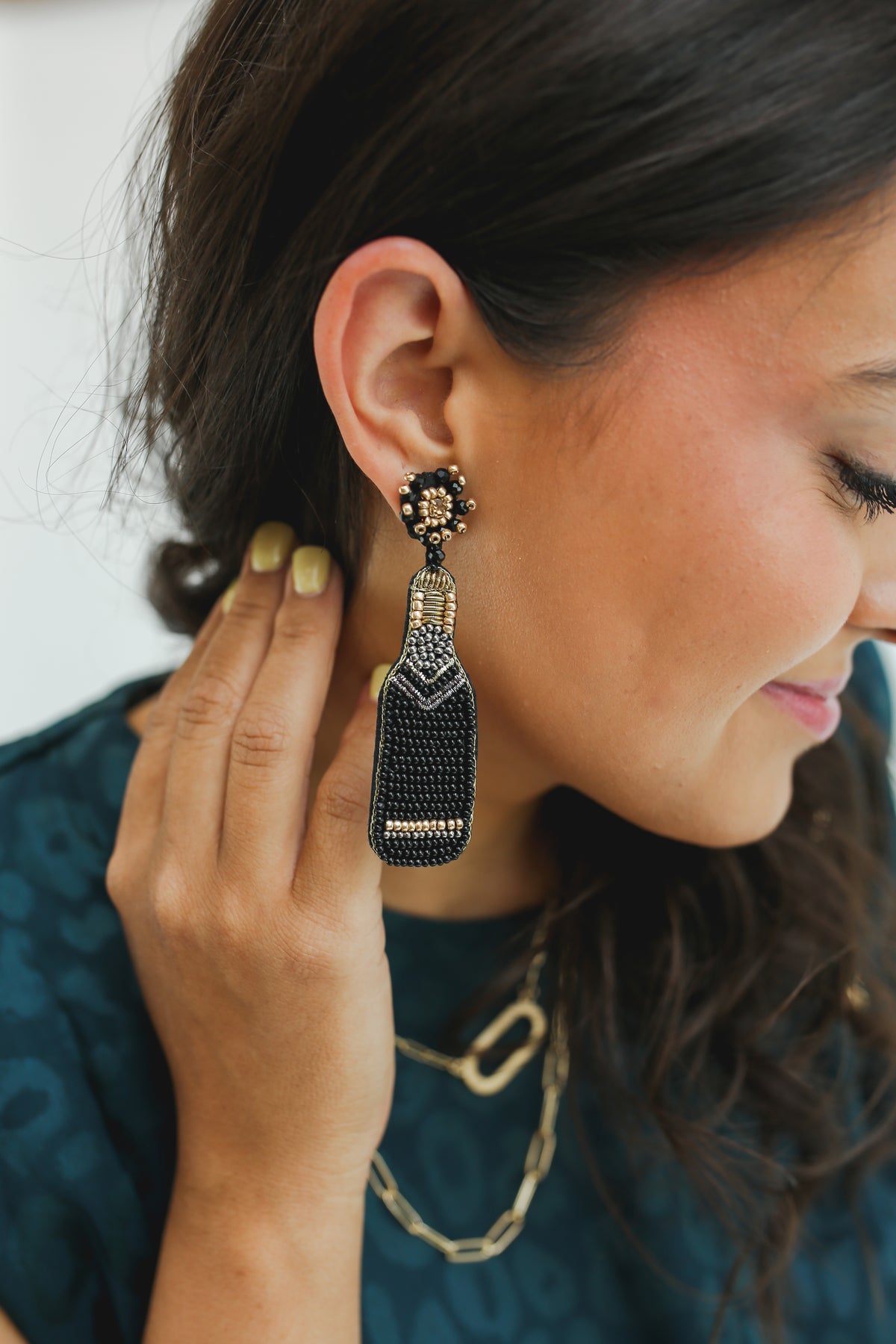 Champagne, Please Earrings In Black-Earrings-Sam Mi Jewelry-Southern House