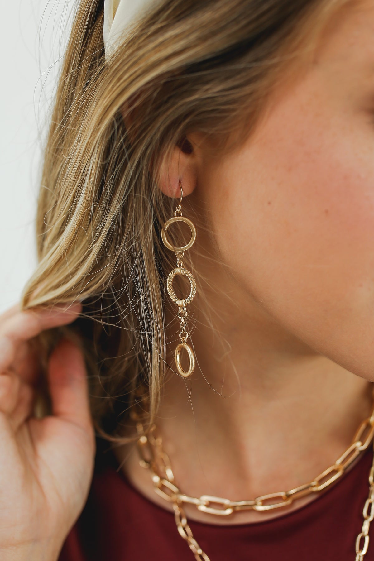 All Linked Earrings In Gold-Earrings-Golden Stella-Southern House