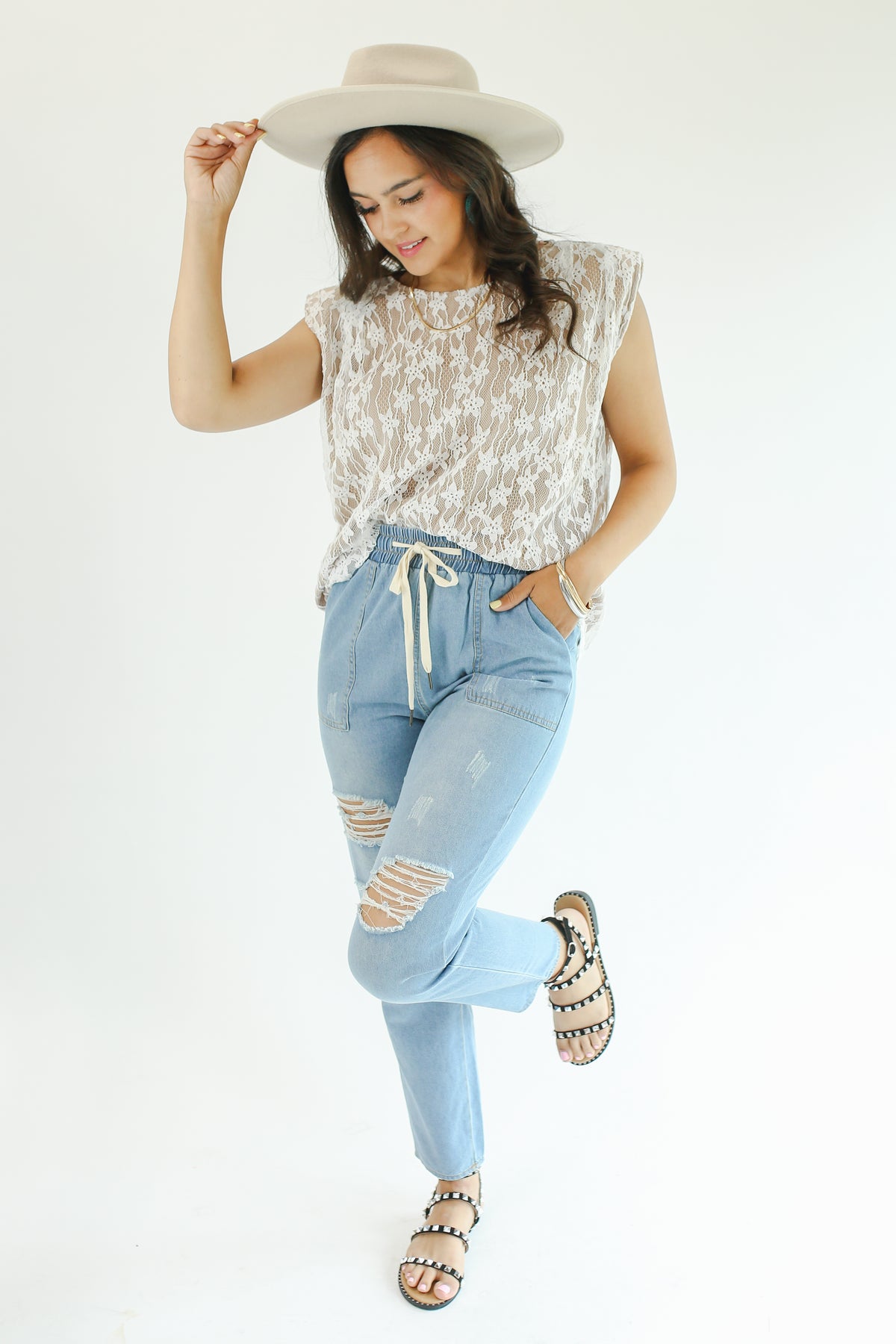 The Emily Studded Sandals In Black-Shoes-Ccocci-Southern House