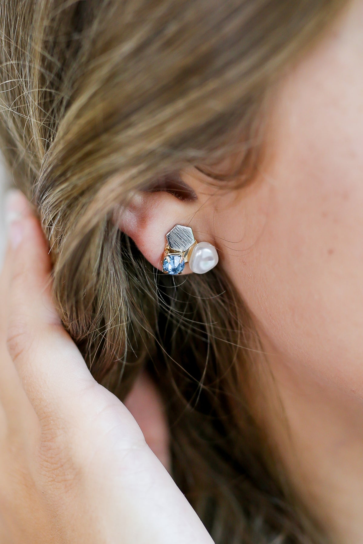 Best Mindset Studs In Blue-Earrings-Golden Stella-Southern House