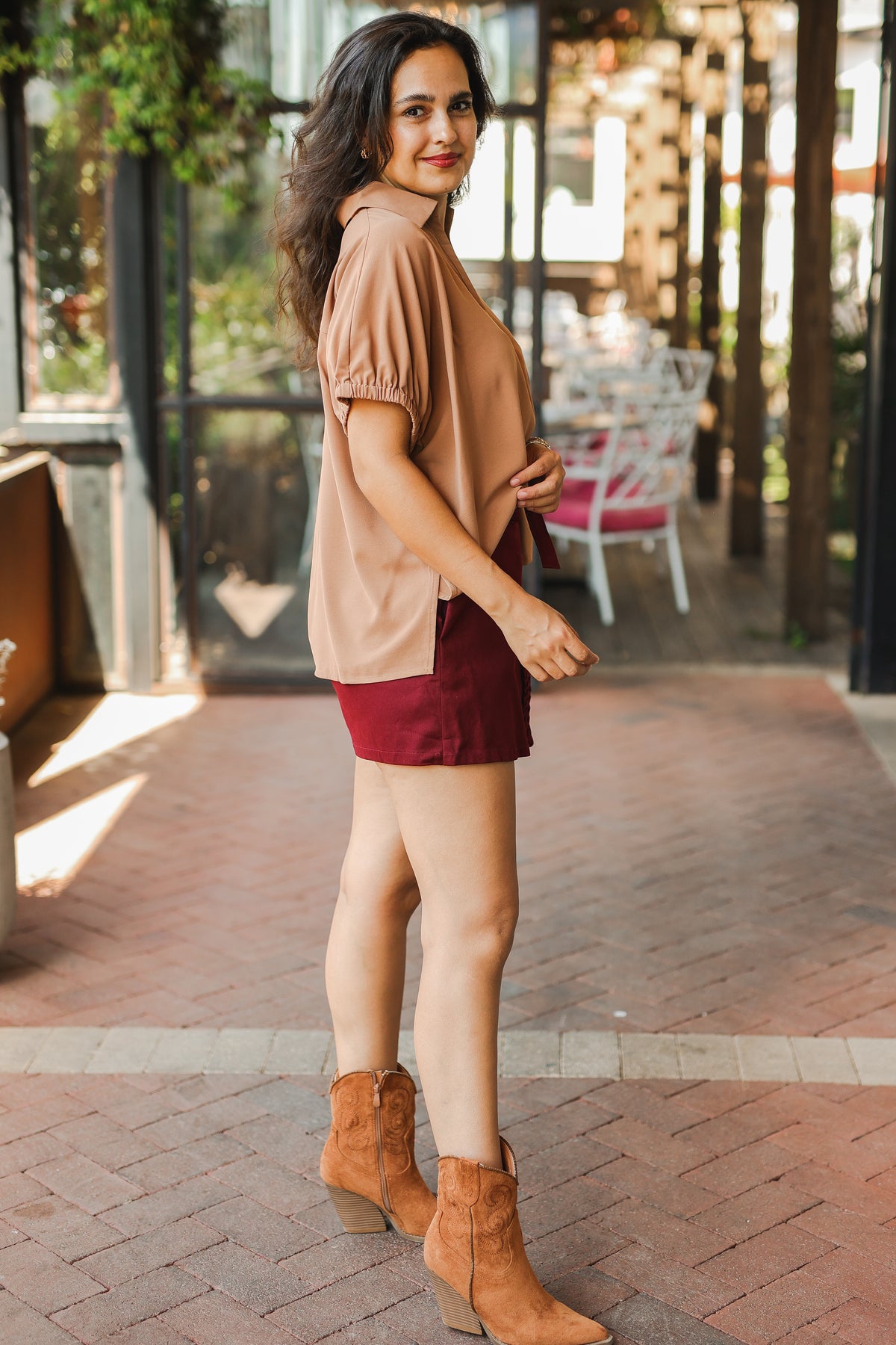 Elevated Chic Collared Blouse - Camel-Shirt/Tops-Southern House