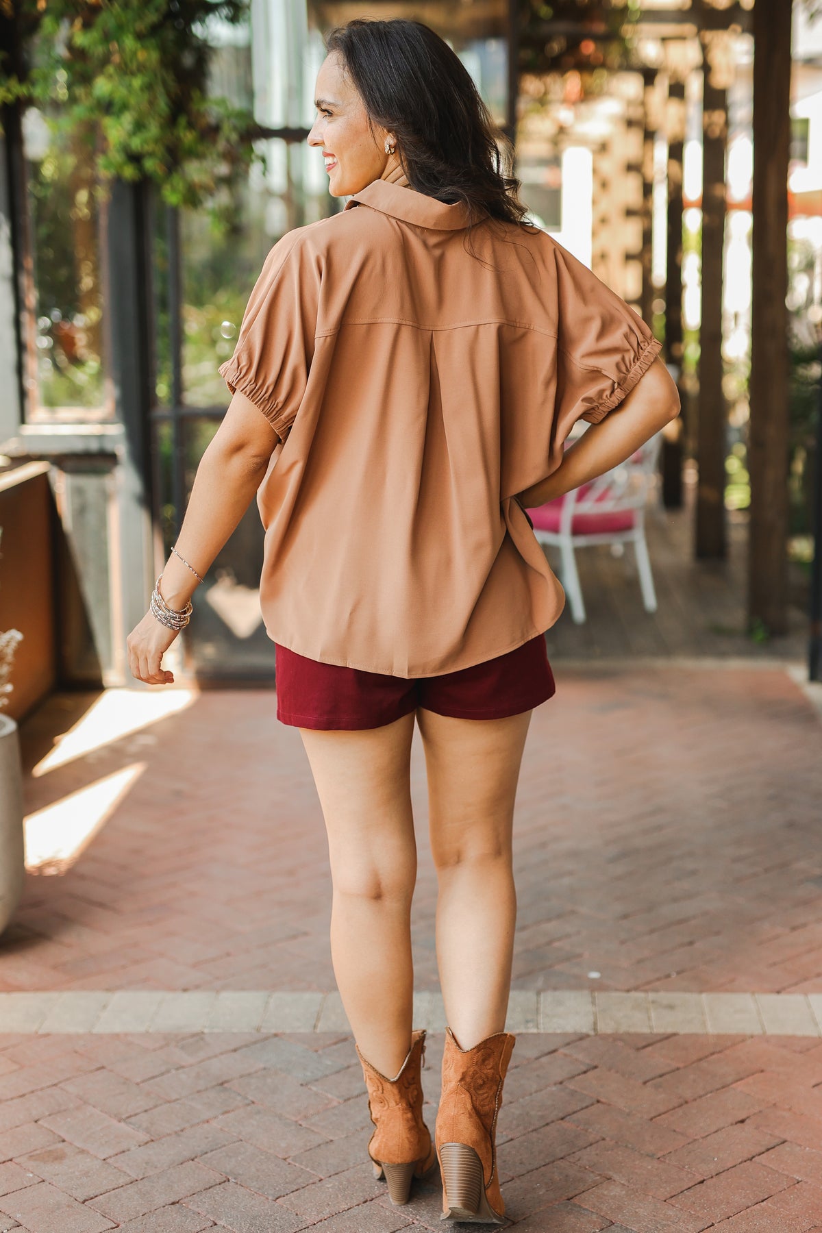 Elevated Chic Collared Blouse - Camel-Shirt/Tops-Southern House
