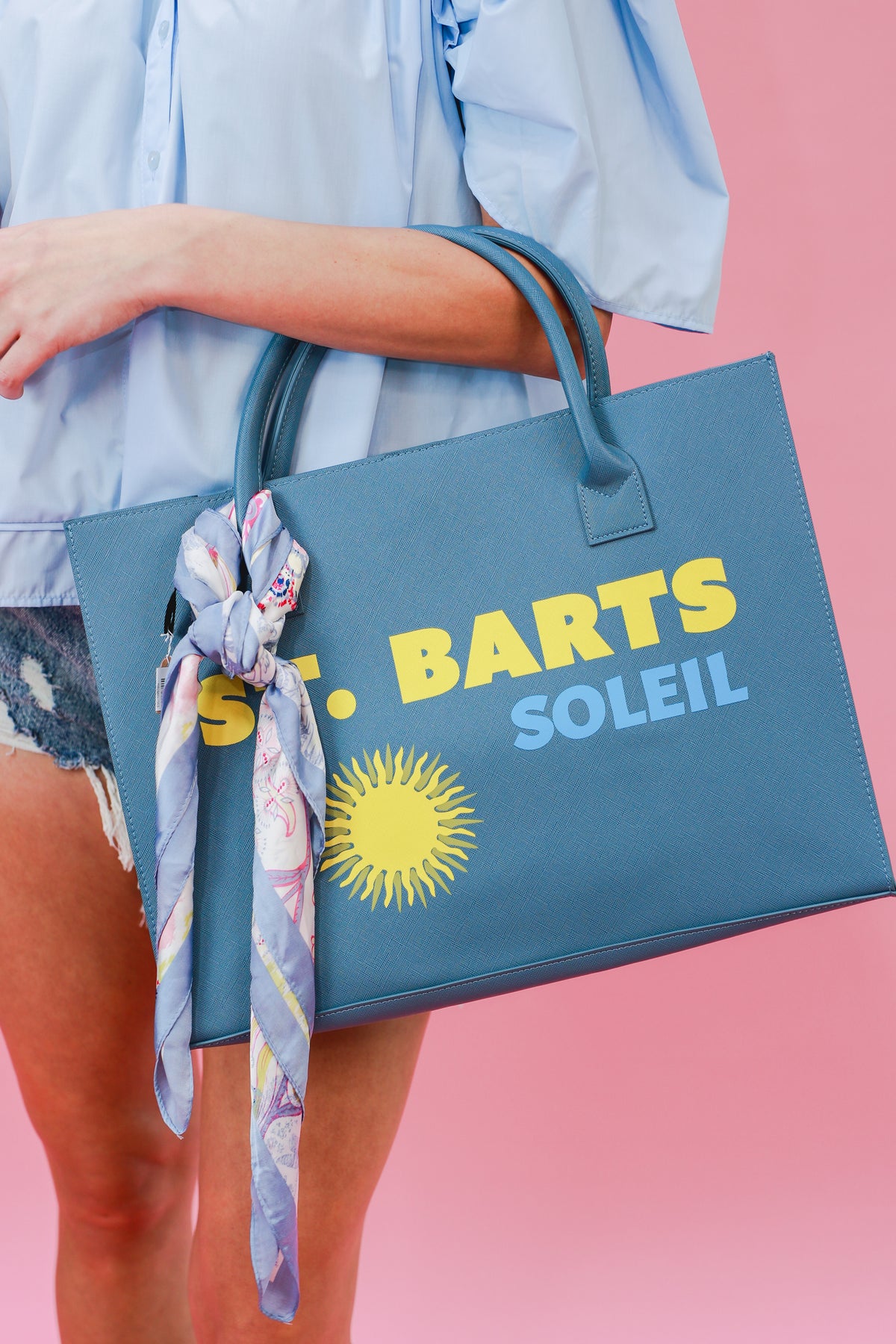 St. Barts Tote In Denim Blue