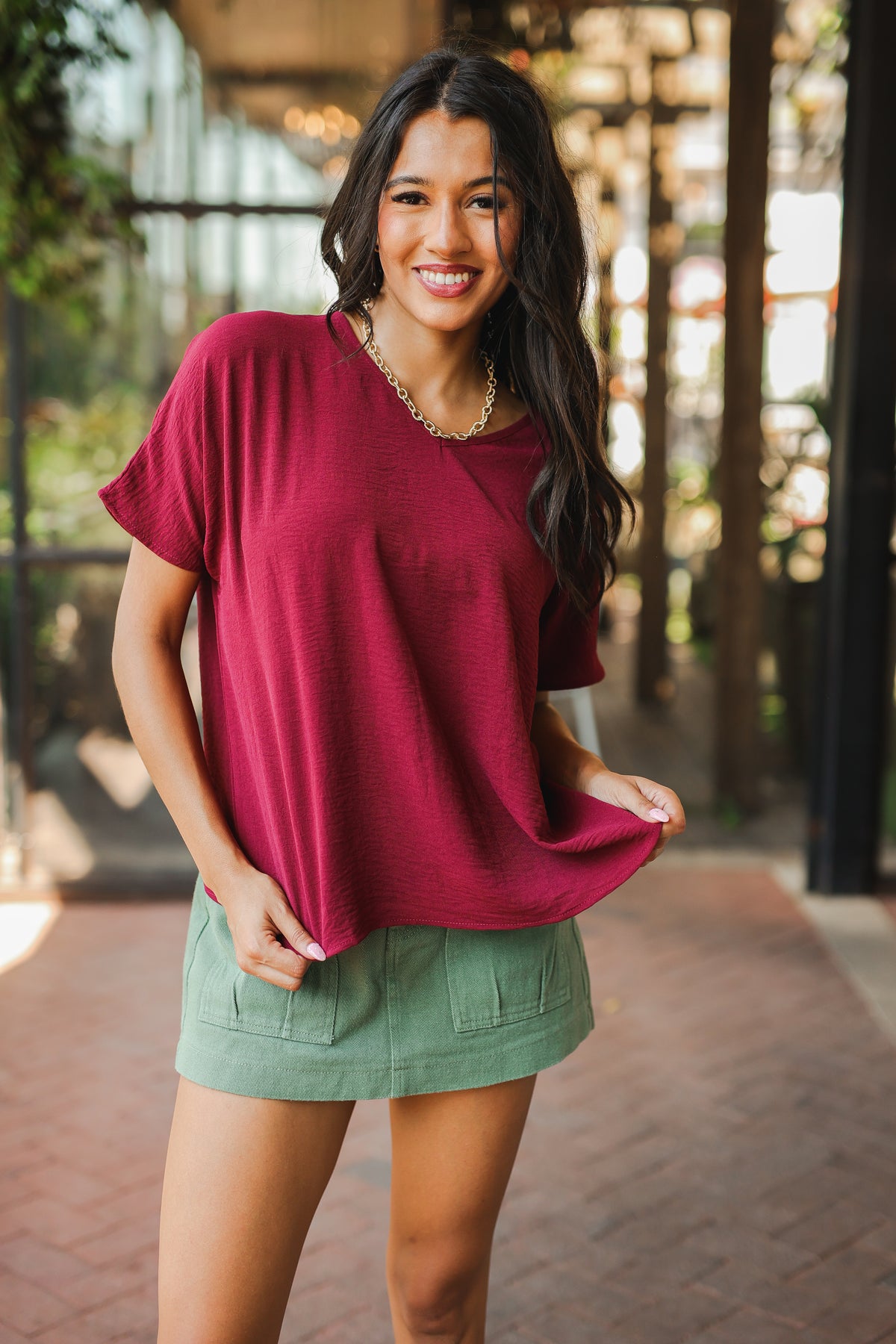 Living With Style Shift Top - Burgundy