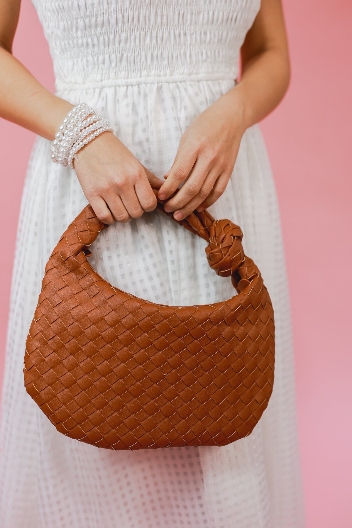 Extra Blessed Woven Bag In Tan