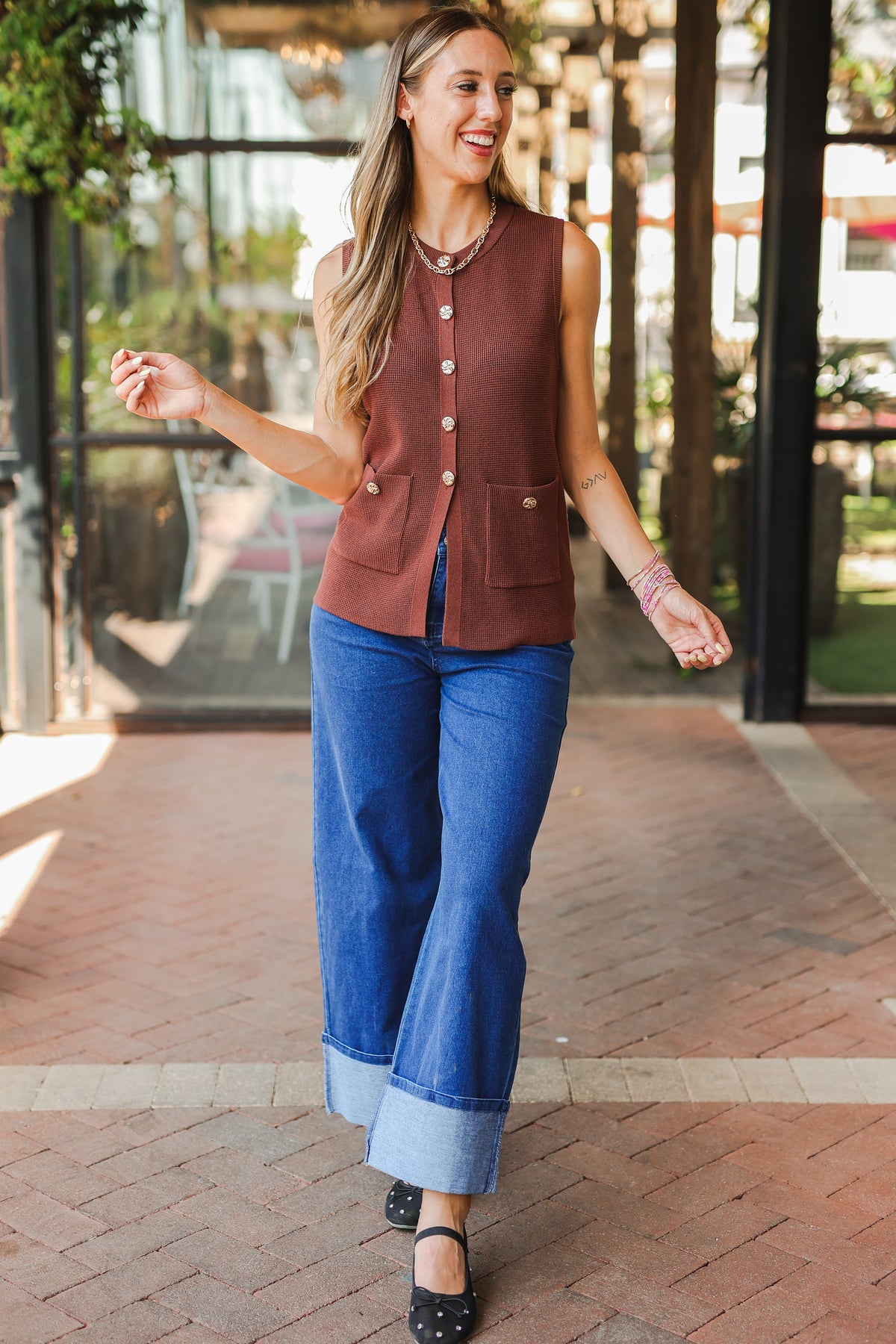 All The Festivities Vest - Brown-Vest-Southern House