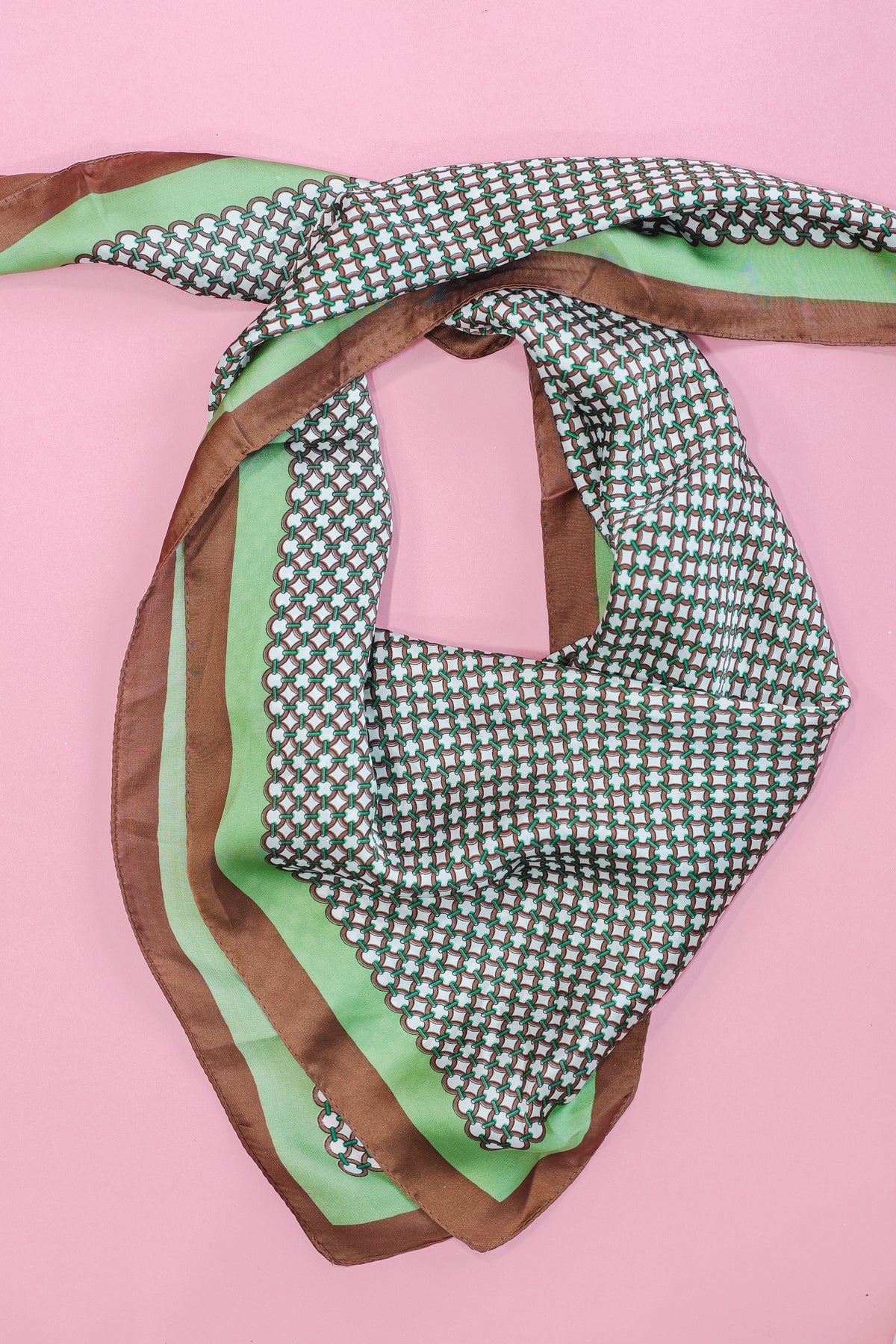 Fall Mood Satin Scarf In Green