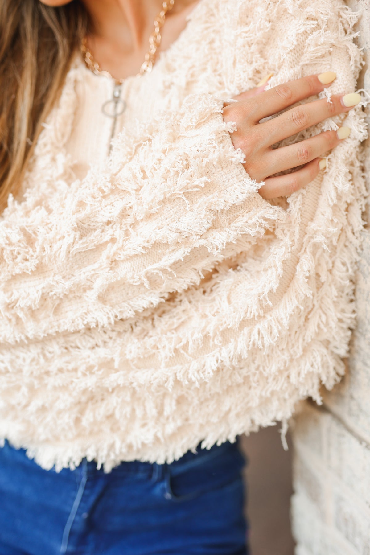Sienna Fringe Zip Jacket – Cream-Kimono/Cardigan/Jacket/Hoodie-Southern House